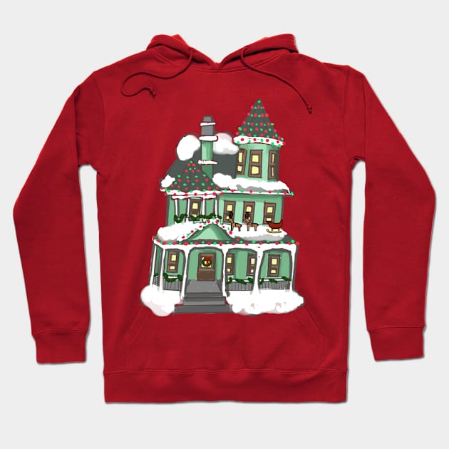 Green Christmas House Hoodie by BrittaniRose